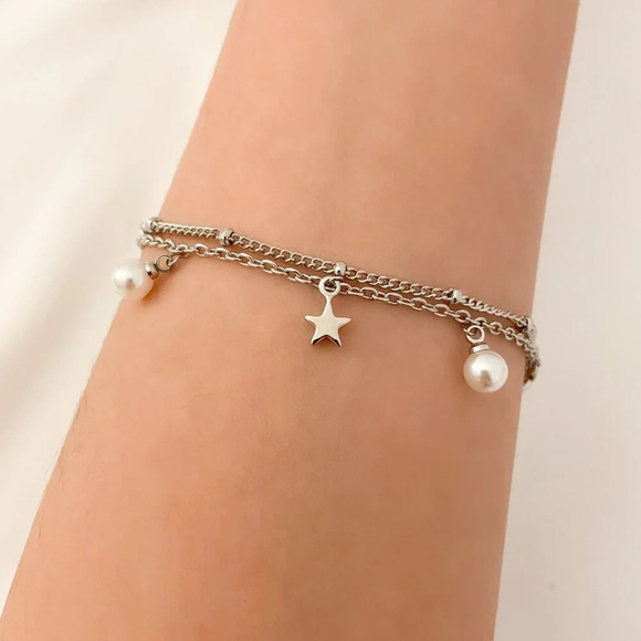 925 Sterling Silver Multi-Layer Bracelet Dainty Minimalist Bracelet - Picture 5 of 5